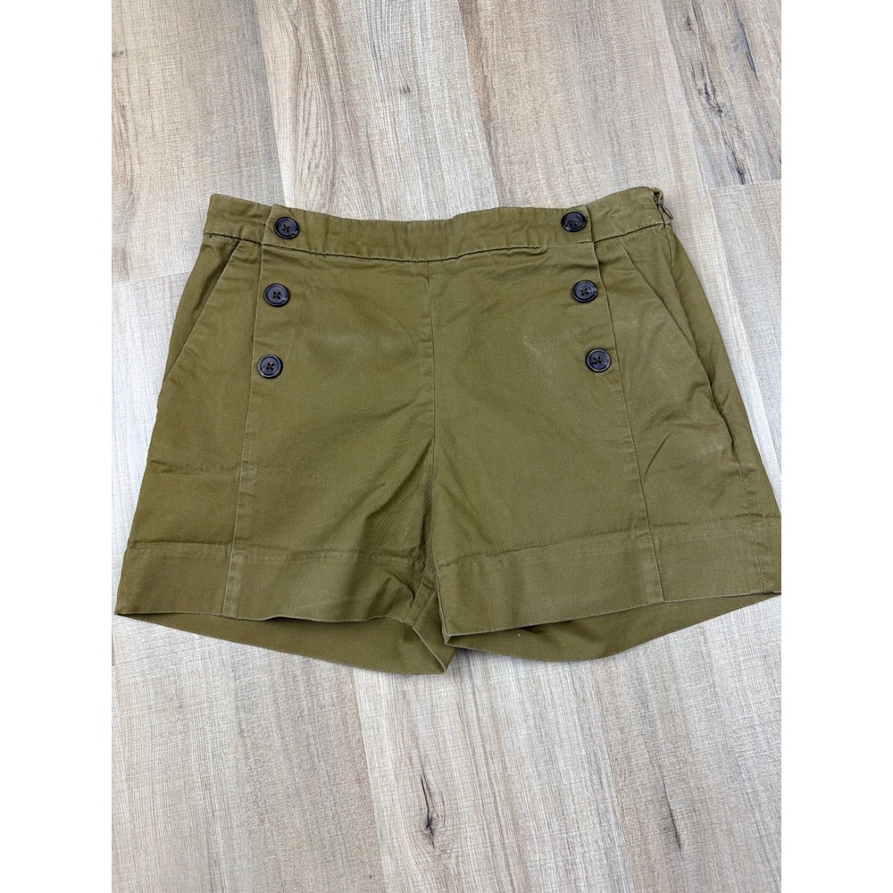 Banana Republic Women 4 Sailor Sid Shorts Caper Green Nautical Button 459791